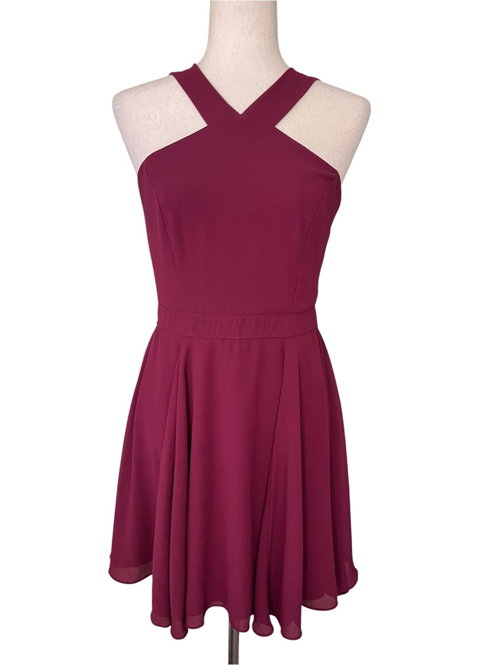 Lulus Forevermore skater dress in burgundy - Picture 1 of 10